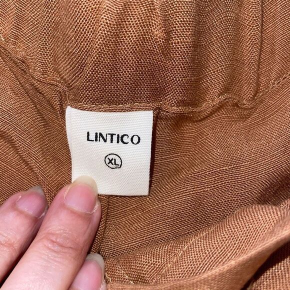 Lintico Womens Pleated Front Elastic‎ Back Waist Linen Blend Shorts Rust XL - Picture 3 of 7